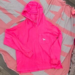 Victoria’s Secret PINK Lightweight Hoodie — Neon Pink, Size [S]